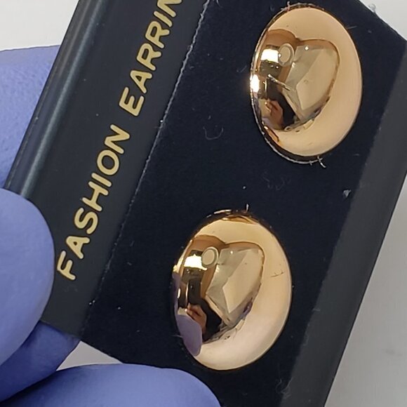 Women's Stylish Polished Rose Gold tone & Circle Shape Stud Earrings -0.7-inch - Picture 5 of 8